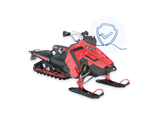 a red and black snowmobile