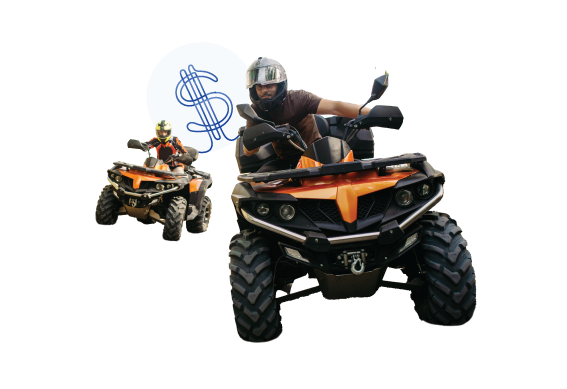 a group of people riding on small atvs
