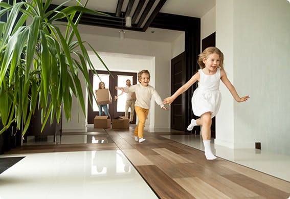 Kids running in a house