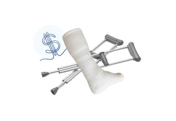 crutches and a leg cast
