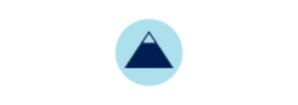 a logo with a blue triangle