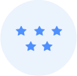 a blue logo with stars