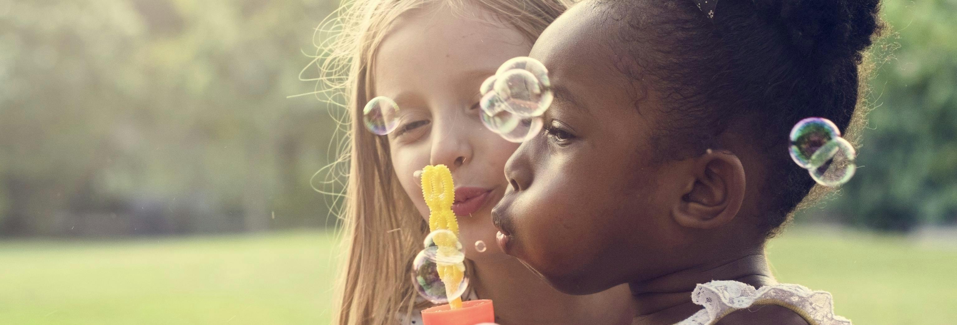 children with bubbles