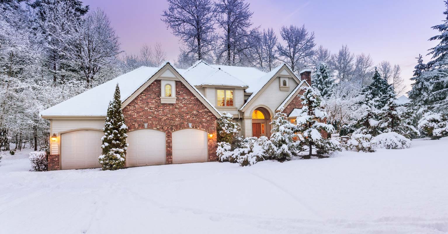 Beautiful home in snowy, winter weather