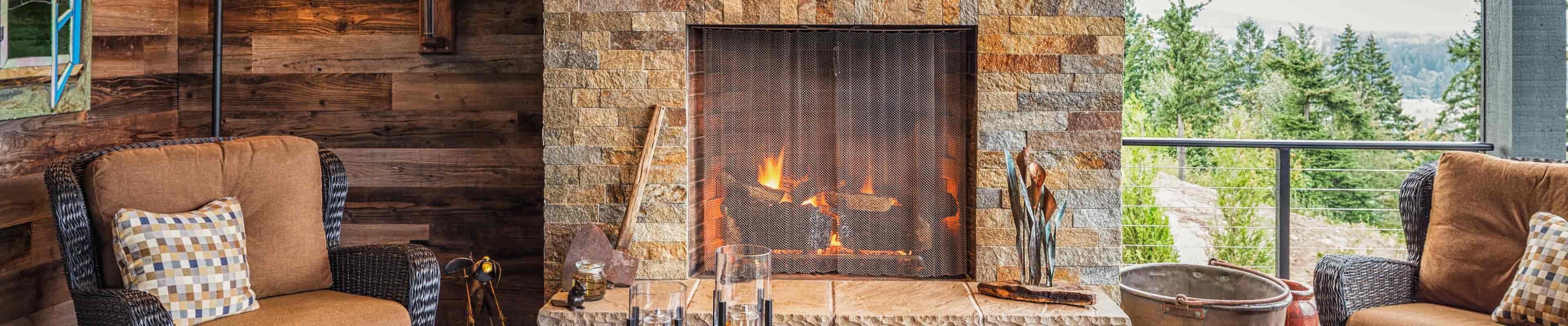 Image of a home fireplace on a cold winter day.