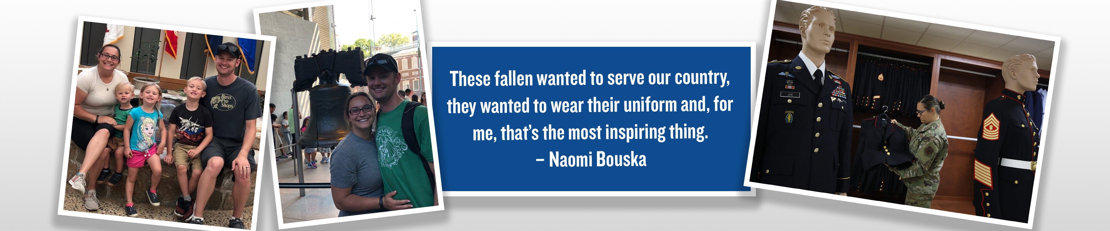 Military Naomi Bouska quote AmFam with smiling friend and kids