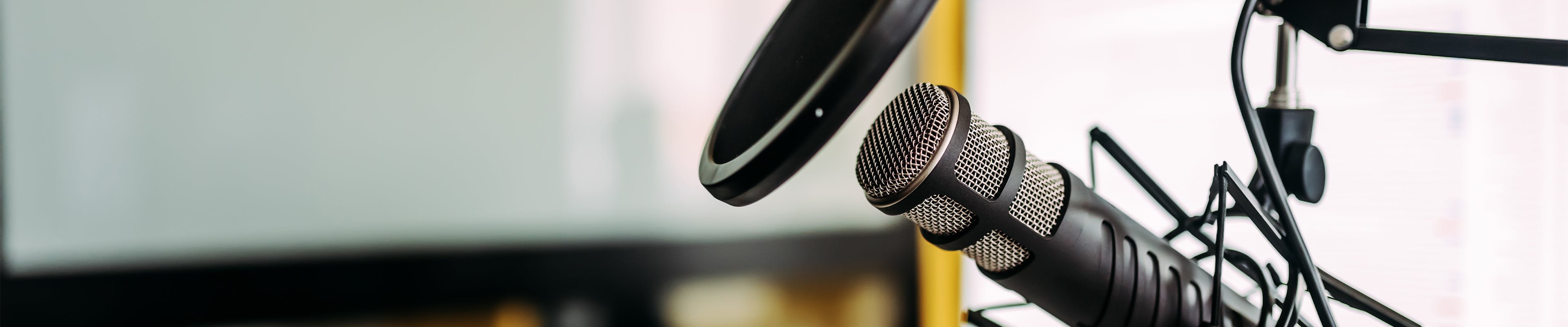 A picture of a microphone in a studio