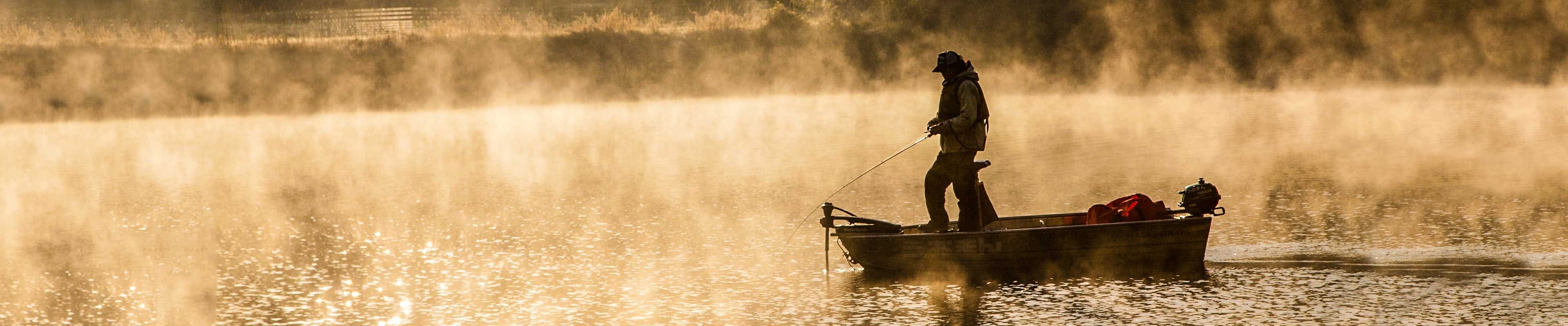 Man fishing in his bass boat