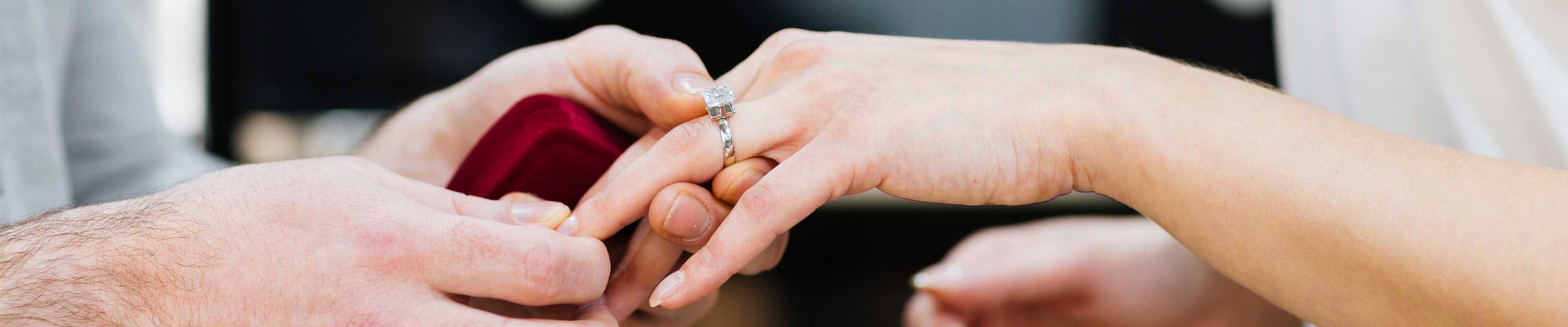 Putting engagement ring on finger