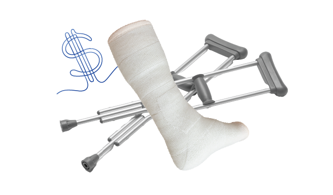 Image of crutches and $ sign