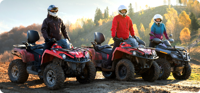 A group of riders on their ATVs